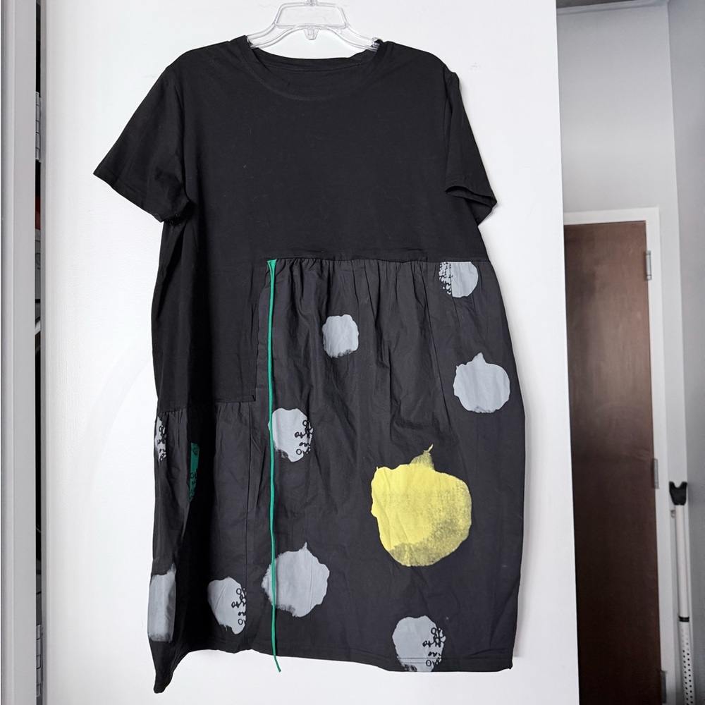 Original Polka-Dot Asymmetric Split-Joint Loose Dress